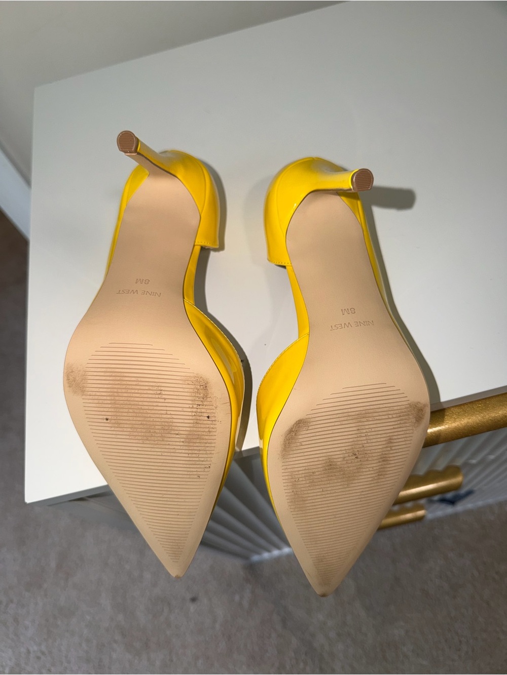 Nine West Bright Yellow Pointed-Toe Patent Pumps - Picture 7 of 7